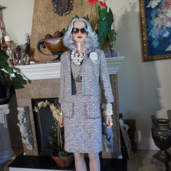 Karl Lagerfeld Paris Multi-Color Bouclé Tweed Dress & Jacket Suit Size S - Picture 1 of 16